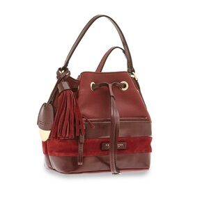 The Bridge Firenze 1969 Burgundy Leather Bucket Drawstring Bag